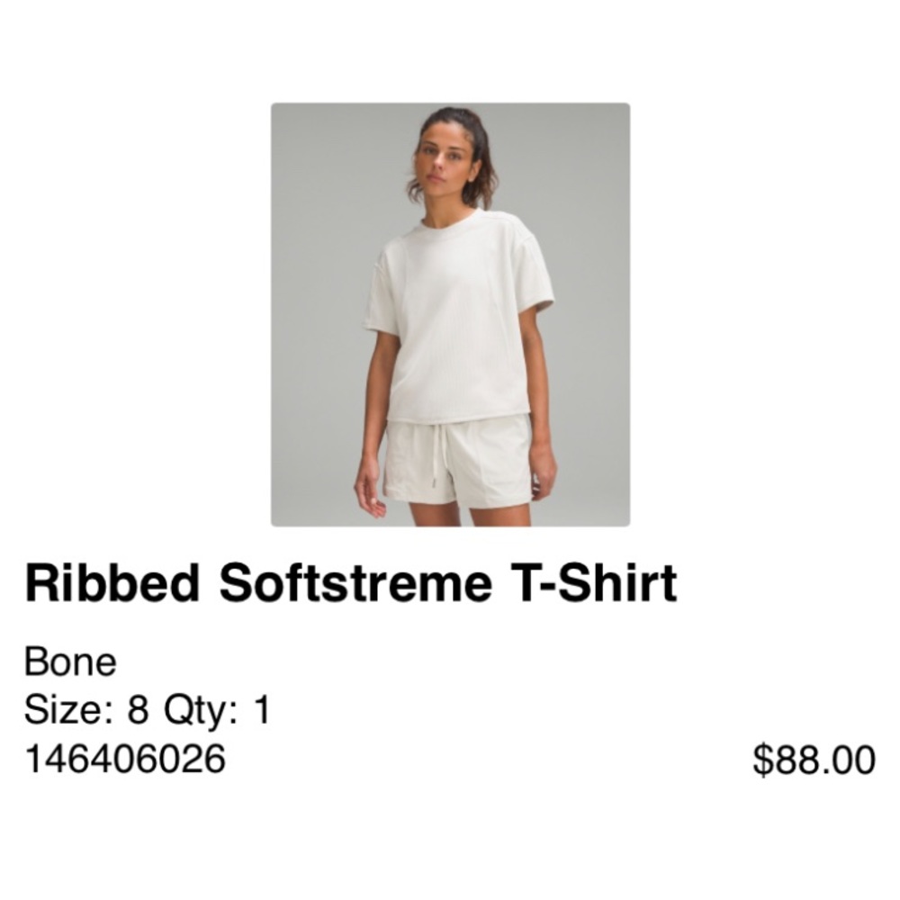 Lululemon Ribbed Softstream Tee in the color Bone